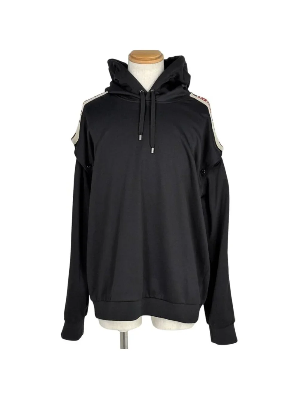 Gucci Technical Jersey Pullover Hoodie 2-Way Top Polyester Cotton Black